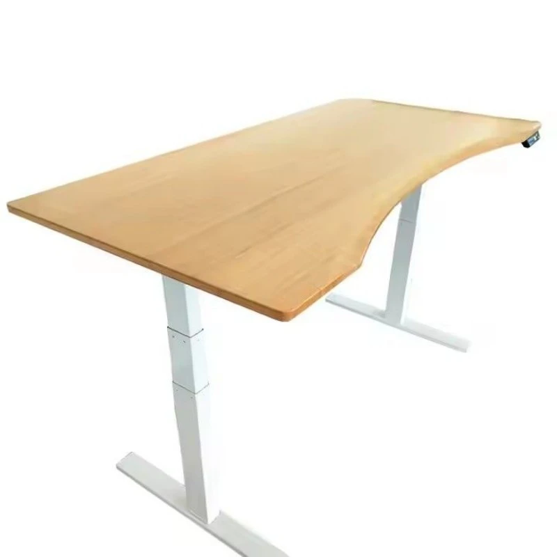 Elevating Height Adjustable Tabletop Solid Bamboo Lifting Desktops Carbonized
