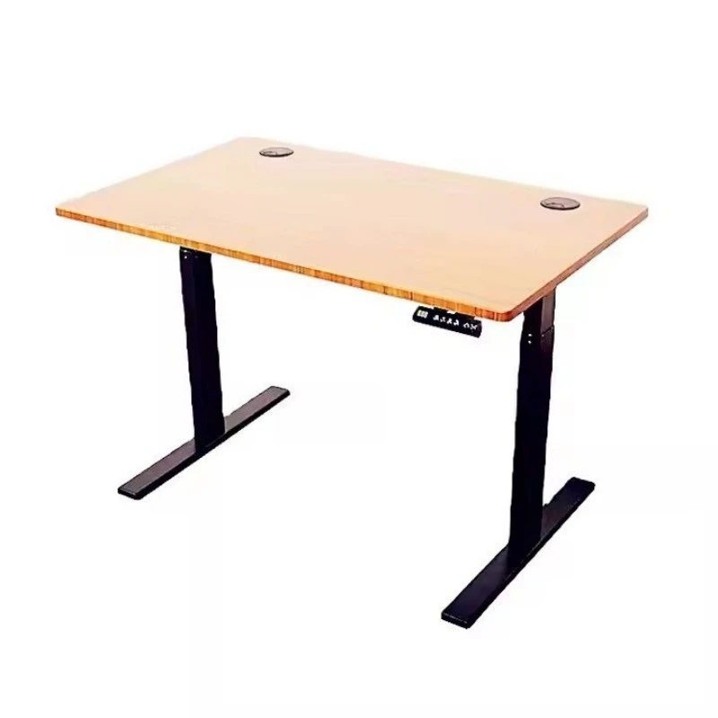 Elevating Height Adjustable Tabletop Solid Bamboo Lifting Desktops Carbonized